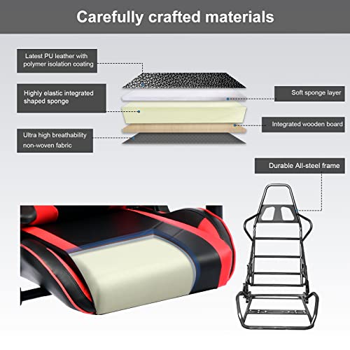 GTRACING Gaming Chair with Speakers Bluetooth Music Video Game Chair Audio Ergonomic Design Heavy Duty Office Computer Desk Chair (Black)