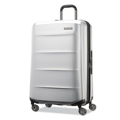 Samsonite Carry-On Pro Front Pocket Hardside Expandable 21-Inch Octiv Luggage: Durable & Impact Resistant, 360° Aero Trac Spinner Wheels, Adjustable Telescopic Handle, TSA Approved Lock - Silver
