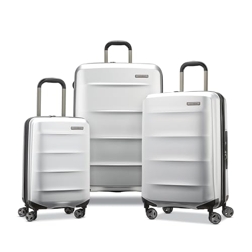 Samsonite Carry-On Pro Front Pocket Hardside Expandable 21-Inch Octiv Luggage: Durable & Impact Resistant, 360° Aero Trac Spinner Wheels, Adjustable Telescopic Handle, TSA Approved Lock - Silver