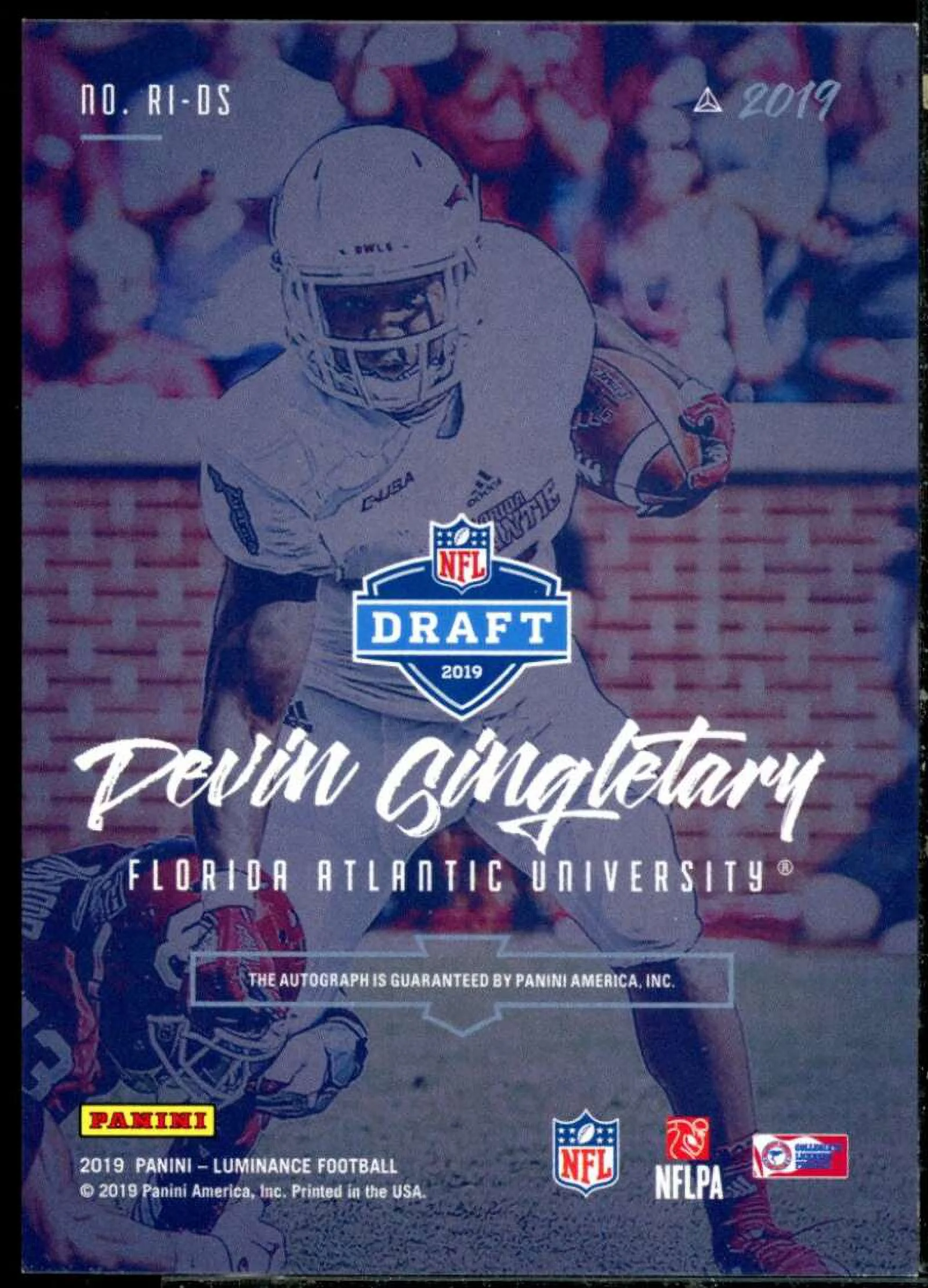 Devin Singletary Rookie Card 2019 Panini Luminance Rookie Ink #46