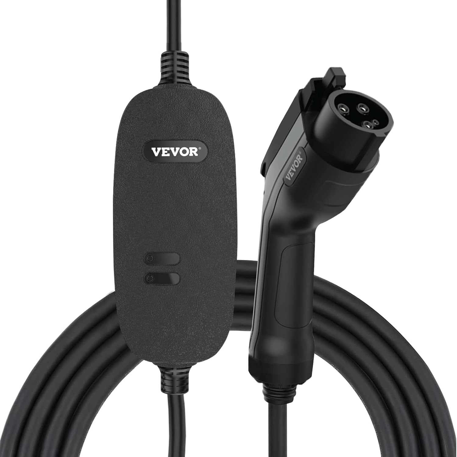 VEVOR Level 1+2 EV Charger, 15 Amp 110-240V, Portable Electric Vehicle Charger with 25 ft Charging Cable NEMA 6-20 Plug NEMA 5-15 Adapter, Plug-in Home EV Charging Station for SAE J1772 Electric Cars