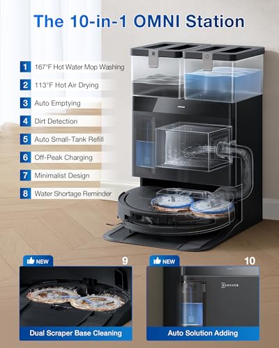 ECOVACS DEEBOT T50 MAX PRO Omni Robot Vacuum and Mop, 18,500Pa Suction, 18mm Auto-Lift, ZeroTangle &TruEdge 2.0, AIVI 3.0 Obstacle Avoidance, Auto Hot Water Mop Wash/Dry/Refill, Self-Emptying