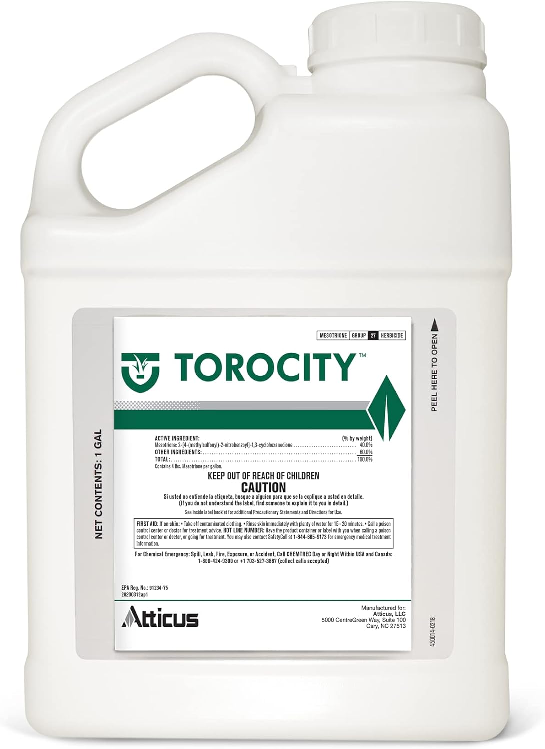 Torocity Turf Herbicide - Mesotrione Concentrate (1 Gal) by Atticus (Compare to Tenacity) – Selective Weed Killer for Commercial and Residential Lawns – Pre and Post Emergent Control