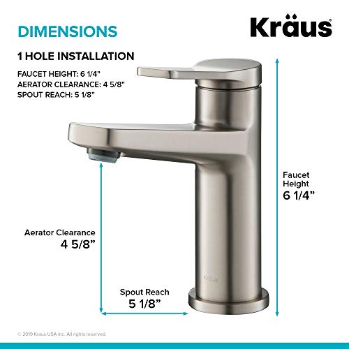 KRAUS Indy Single Handle One Hole Bathroom Sink Faucet in Chrome, KBF-1411CH