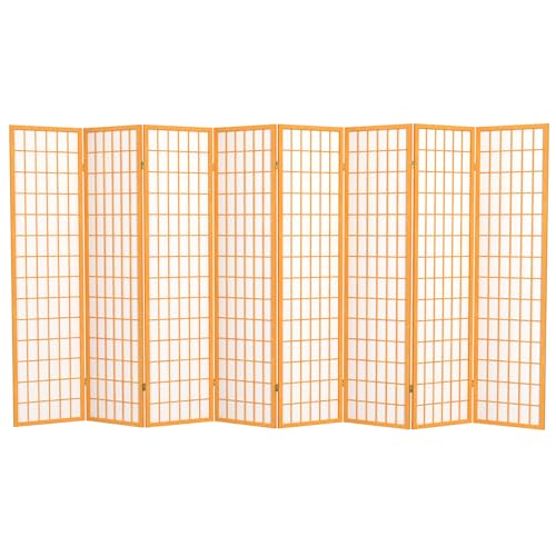 Red Lantern 6 ft. Tall Window Pane Shoji Screen-Natural-4 Panels Room Divider