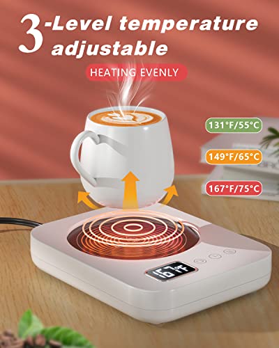 Coffee Mug Warmer Cup Warmer - Mug Warmer for Desk with 3-Temp Settings/Cup Type Selection/Timing Function/Gravity Sensor Switch/Auto Shut Off, Coffee Warmer for Office & Home Coffee Gift, Tea, Water