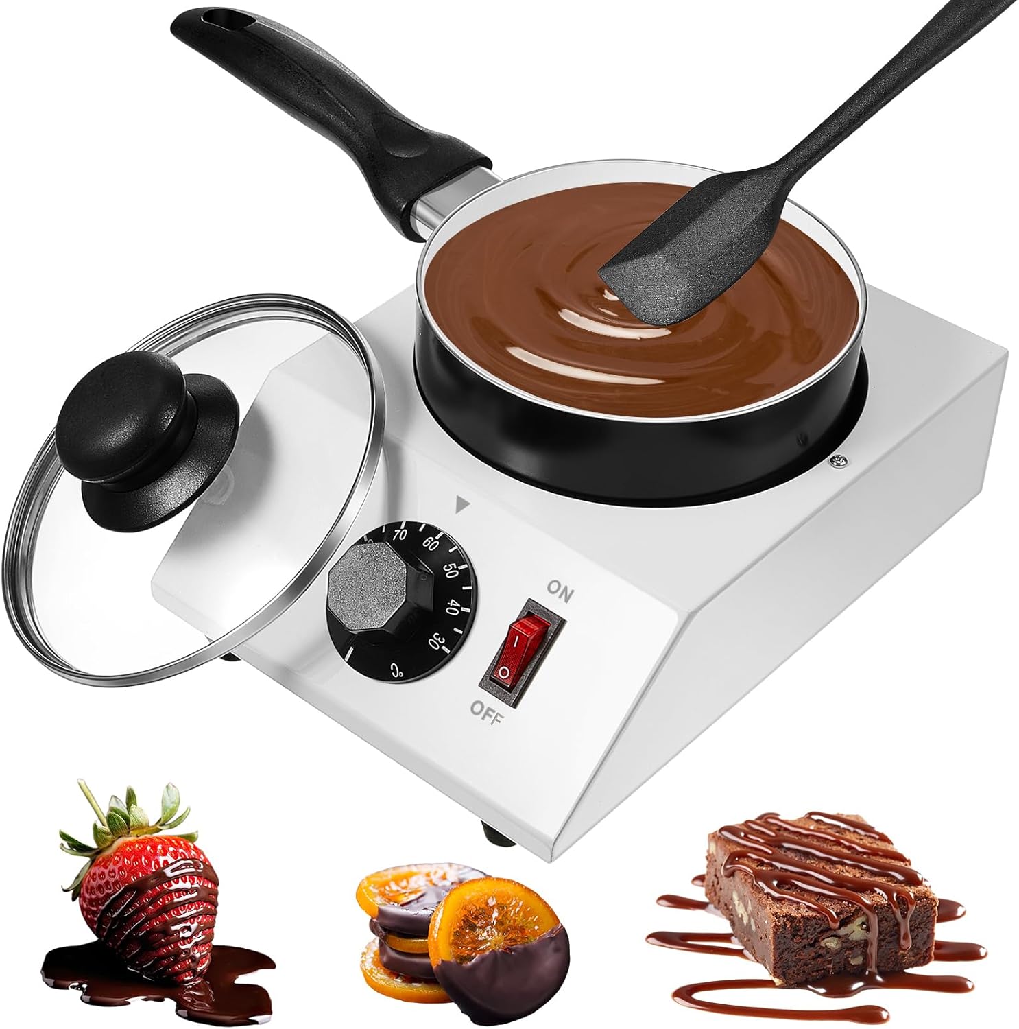 1 Set Chocolate Boiler Pot Electric Heating Chocolate Melting Tempering Machine with 1 Silicone Spatula Boiler for Chocolate Melting Aluminum Boiler for Chocolate Candy (Single Pot)