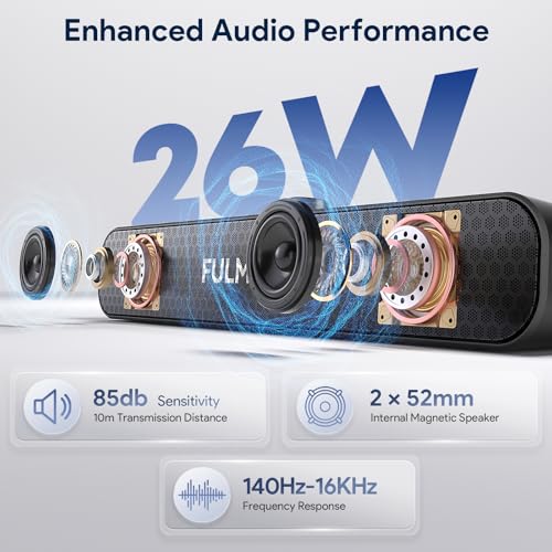 FULMINARE Bluetooth Speaker with 26W HD Sound, Portable Speaker Up to 30H Playtime, AUX&TF-Card&USB Input, LED Lights, Speakers Bluetooth 5.3 Wireless for Home/Party/Outdoor, (Black)