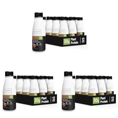 Soylent Complete Protein Shake, Chocolate, 30g Protein, Vegan, Dairy Free and 0g Sugar, Ready to Drink Protein Drinks, 11oz (12 Pack)
