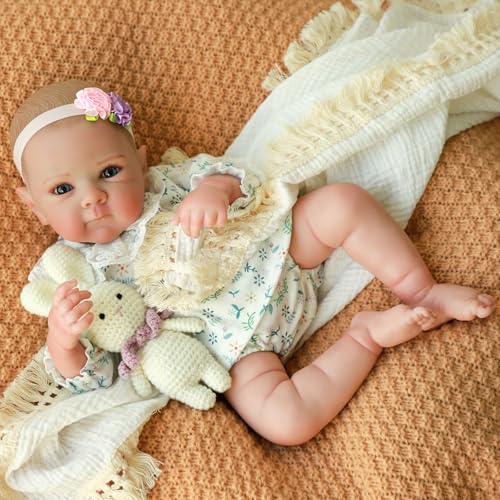 WOOROY Realistic Reborn Baby Dolls - 18 Inch Lifelike Newborn Baby Dolls Girl Real Life Soft Body Baby Doll Gift Toy with Feeding Accessories for Kids Age 3+