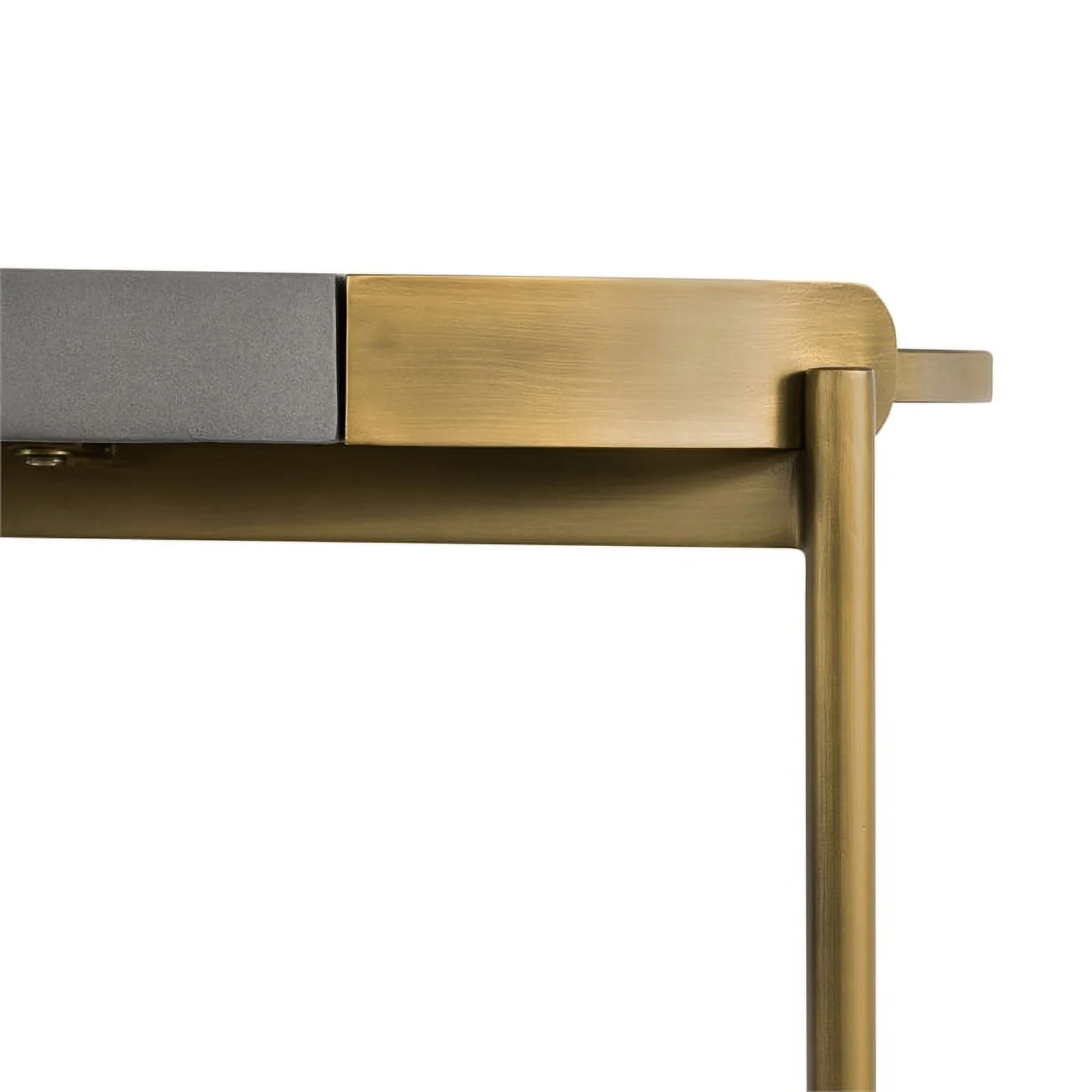 Maklaine Modern Metal/Concrete Console Table in Antique Brass/Gray