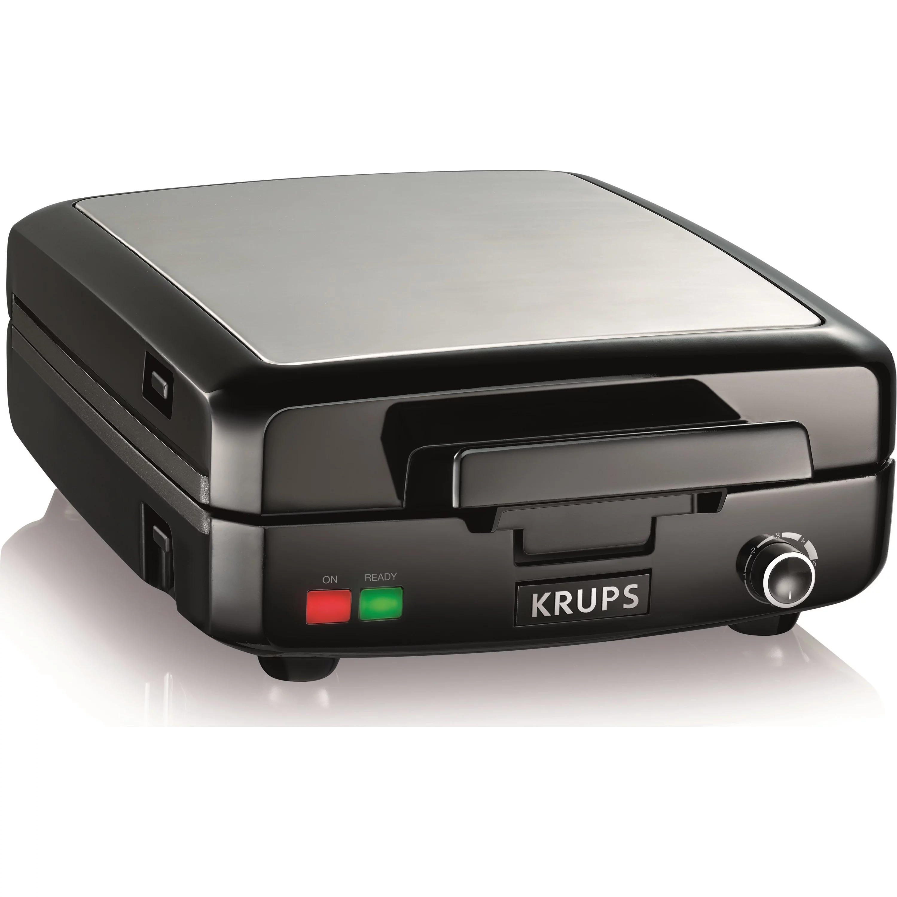 KRUPS Stainless Steel 4 Slice Belgian Waffle Maker with Removable Plates