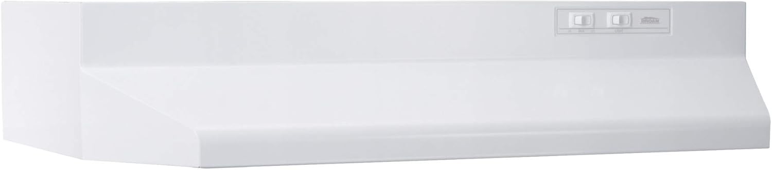 Broan-NuTone 42-inch Under-Cabinet Convertible Range Hood with 2-Speed Exhaust Fan and Light, 210 Max Blower CFM, White