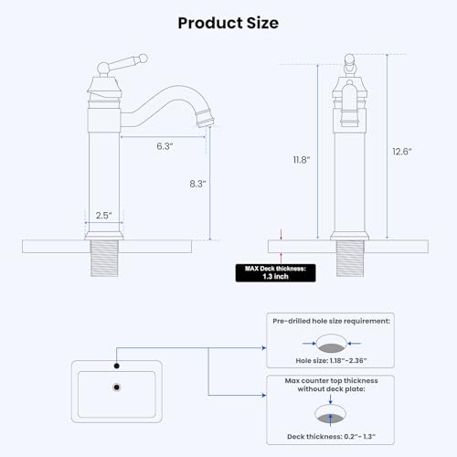 gotonovo Bathroom Vessel Sink Faucet Single Handle Brass Long Reach Bathroom Faucet 1 Hole Deck Mounted Mixer Tap with Pop Up Drain Brushed Nickel