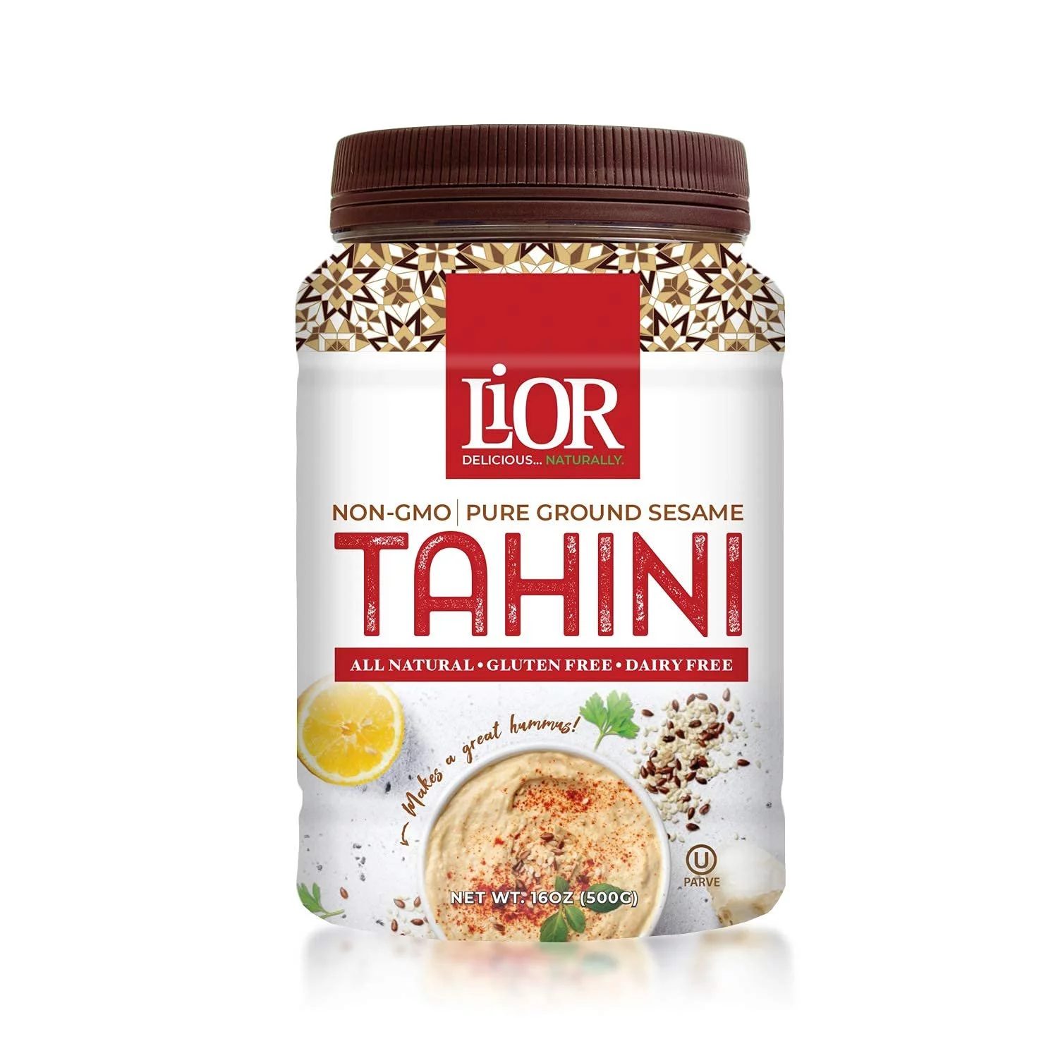 All Natural Tahini  100% Pure Stone Ground Sesame  Best for Hummus, Dressings, Sauce  Single-Sourced Ethiopian Origin  Vegan  Paleo  Kosher  16oz Jar - PACK OF 4