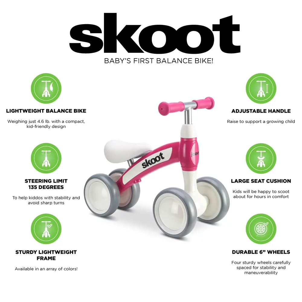 joovy Skoot Toddler Balance Bike, Pink Crush