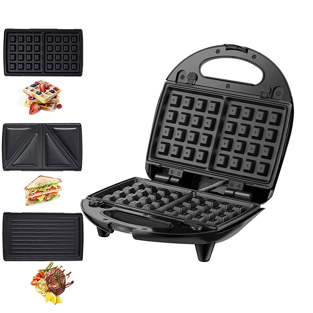 Tomshoo Multifunctional Stainless Steel Breakfast Maker Sandwich, Waffle, and Steak Panini Machine