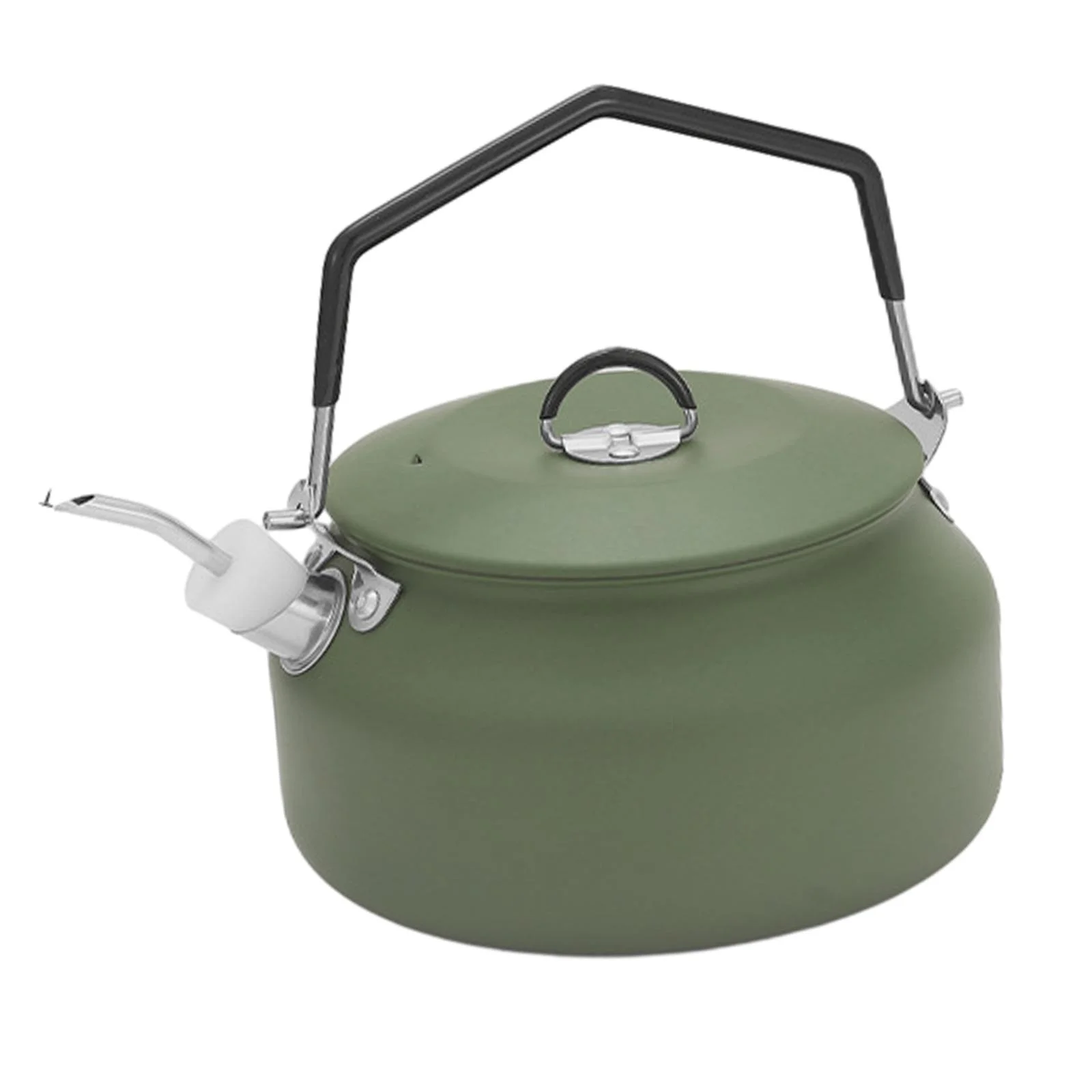 1L Camping Water Kettle Water Boiler Kitchenware Cooking Teapot Coffee Pot Teakettle for Backpacking Barbecue Travel Campfire Green