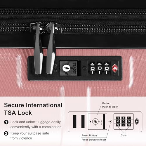 Karl home Luggage Expandable 3 Piece Set Suitcase PC+ABS Hard-Sell with TSA Lock Spinner Wheels 20in 24in 28in Travel Rolling Carry on Woman/Men Rose Gold