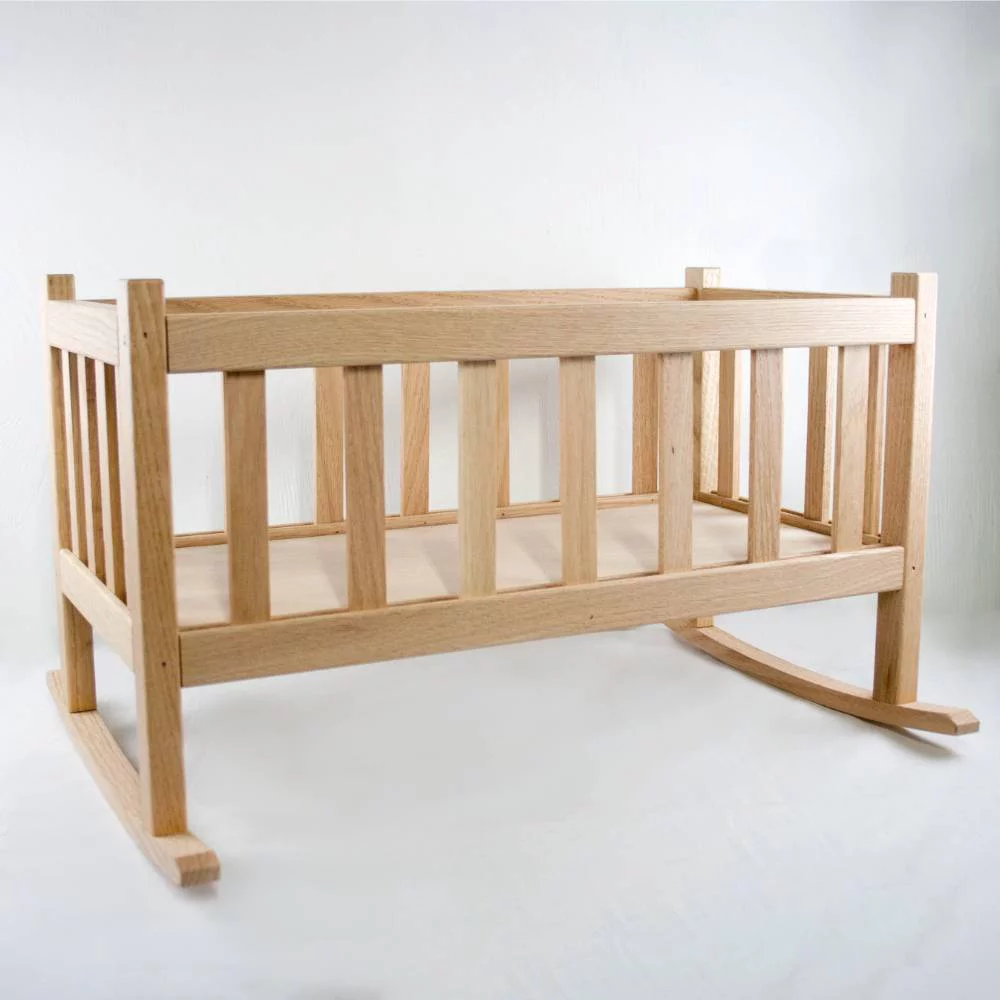 Eli & Mattie Amish Made Oak Child Doll Rocking Cradle Toy 22 inch