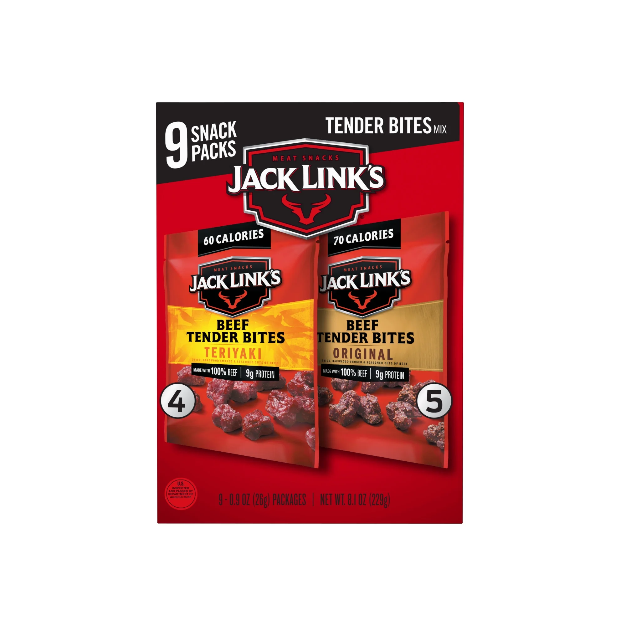 (2 pack) Jack Link's 100% Beef Original & Teriyaki Tender Bites 9 Count Multipack