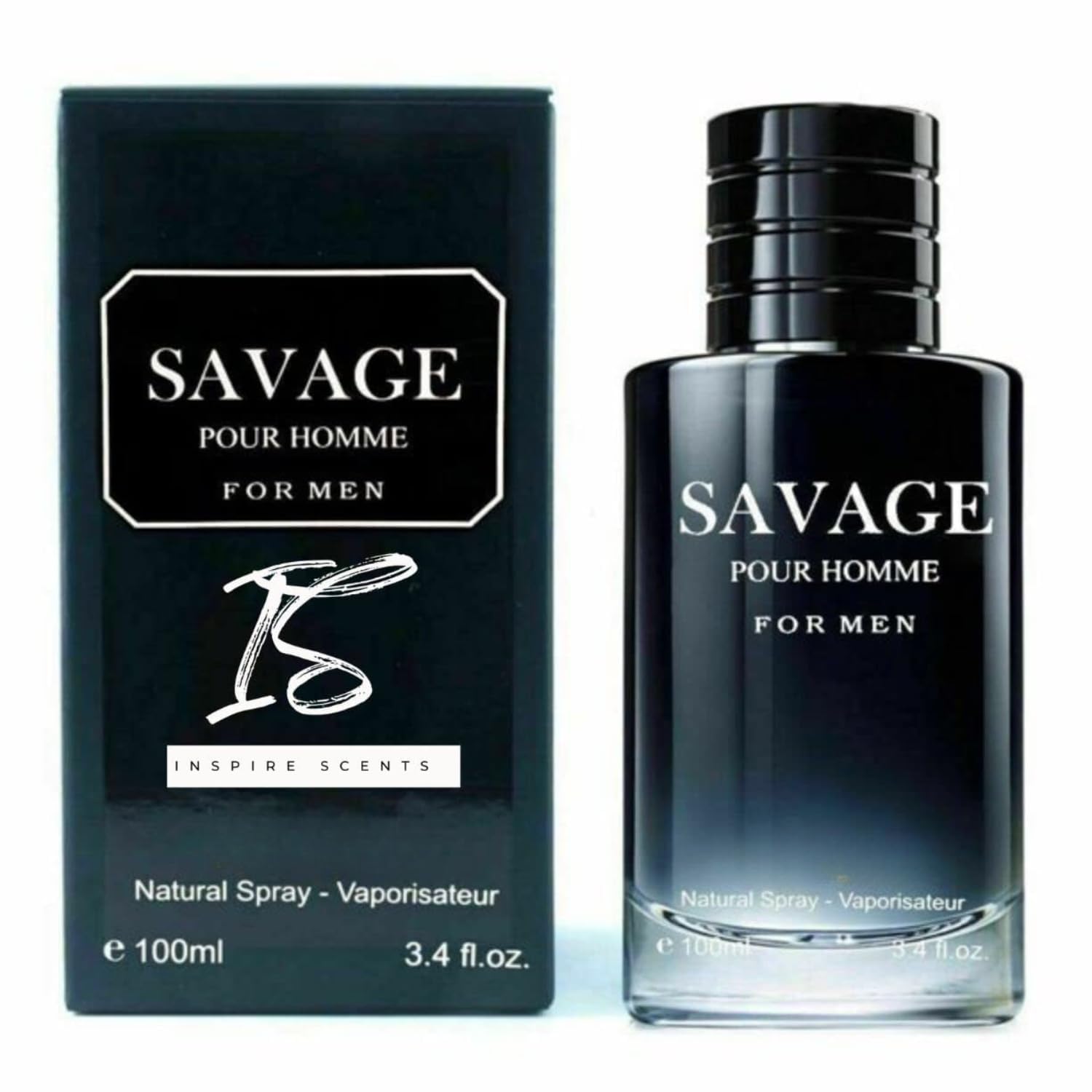 INSPIRE SCENTS Savage Extrait De Parfum Spray for Men - 3.4 Oz + Travel Spray, Warm Masculine Scent for Daily Use, Casual Men's Cologne, 3.4oz/100ml (Pack of 3)