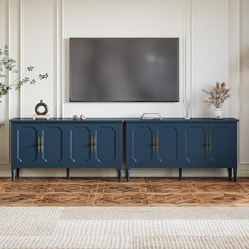 RoyalCraft Large Sideboard Buffet Cabinet with Storage, 58'' Modern Credenza Buffet Table Coffee Bar Wine Bar Storage Cabinet with Artistic Carved Handle for Dining Room Living Room, (Satin Black)