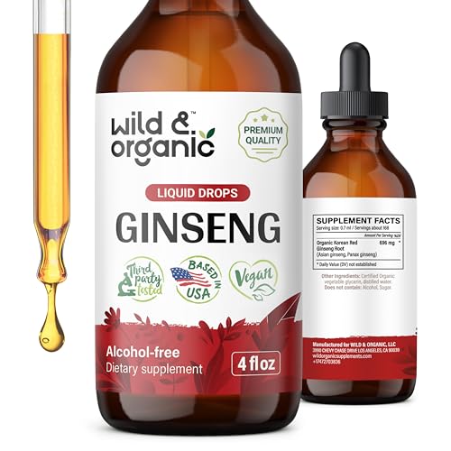 Korean Red Panax Ginseng Liquid Extract - Organic Ginseng Root Drops - Red Ginseng Tincture Complex - Vegan, Alcohol Free Supplement - 4 fl oz