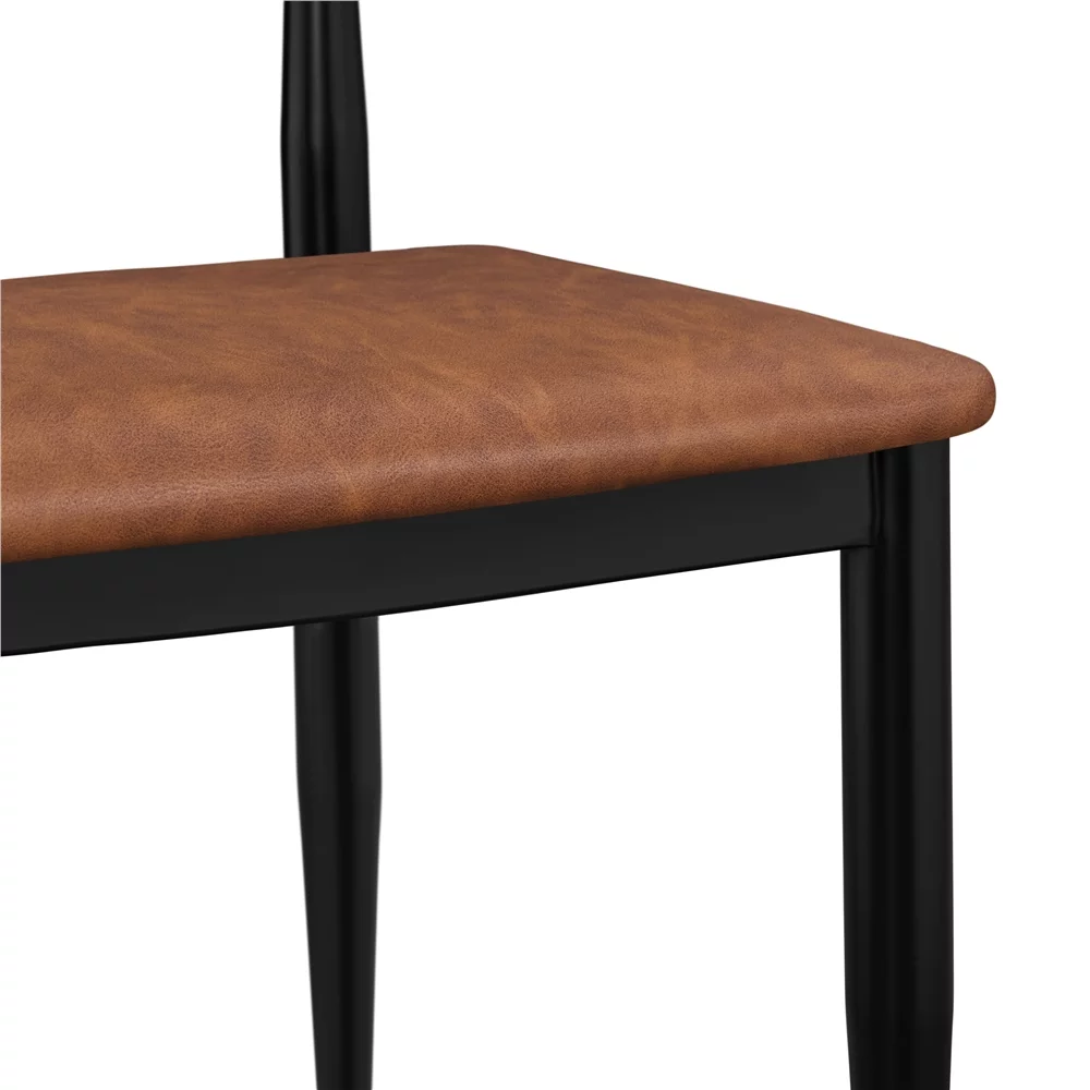 Yaheetech Set of 2 Modern PU Leather Dining Chairs with Backrest, Retro Brown