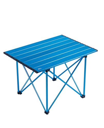 iClimb Ultralight Compact Camping Folding Table with Carry Bag (Blue - S)
