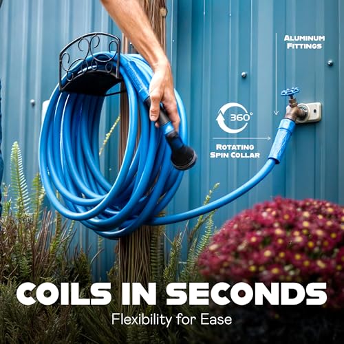 INVICTUS Garden Hose 50Ft x 5/8 in. Sprayer Nozzle Included, 2-Layer Heavy Duty Drinking RV Water Hose 50 Ft, Flexible, Lightweight, NON Expandable, Kink Resistant, Easy Connect Fittings, 400 PSI