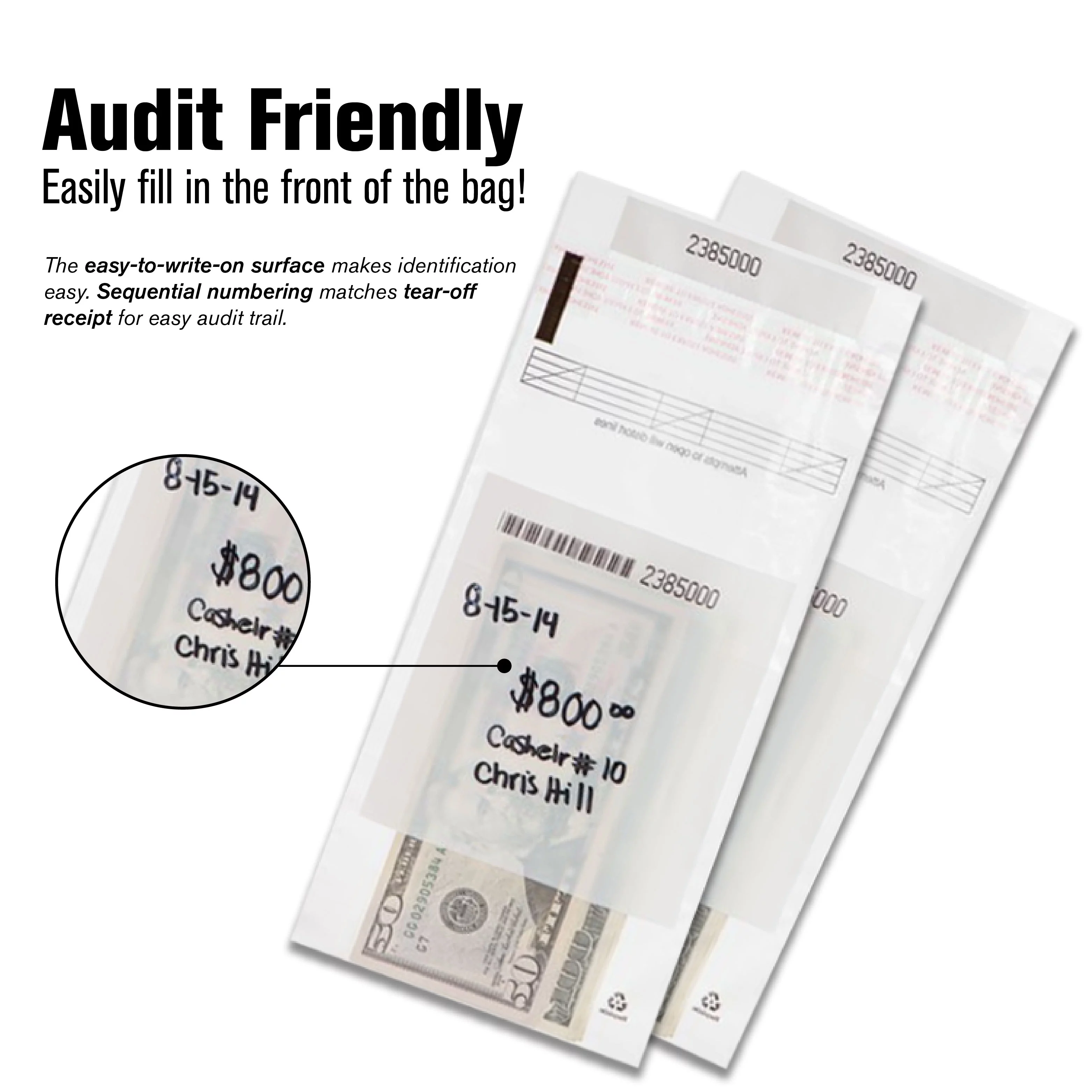 BankSupplies  Cash Strap Bags | Case of 1000 Bags | 5 x 9 | Cash & Pawn | 