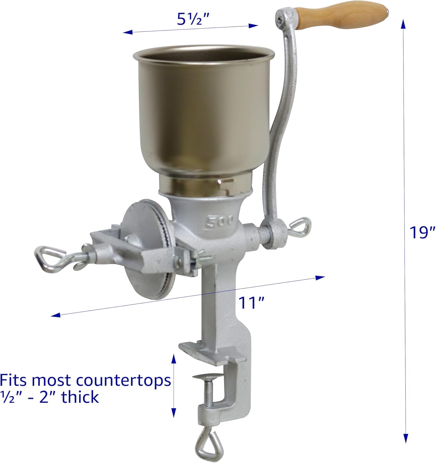 Trademark Innovations Cast Iron Grain Mill Grinder, Food Grinder, Food Mill Hand Crank, Manual Mill