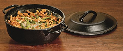 Lodge 5 Quart Cast Iron Double Dutch Oven – Pre-Seasoned – Lid Converts to 10.25