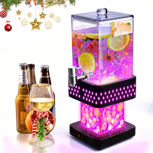 LED Margarita Tower Dispenser 1.2 Gallon Lighted Up Cold Drink Towers Margarita Cocktail Mimosa Drink Dispenser for Christmas Parties Home Bar BBQ Nightclub Restaurant Halloween Party