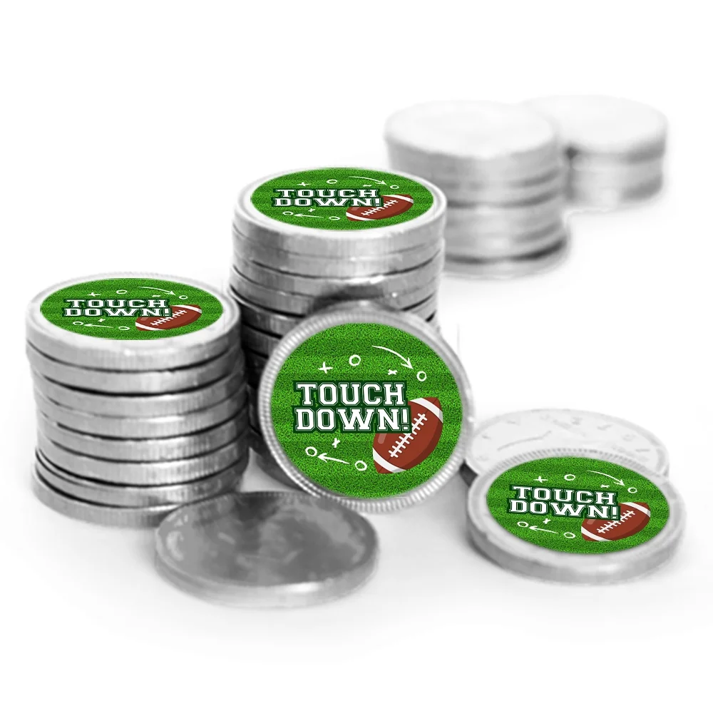 84 Pcs Football Party Candy Favors Chocolate Coins with Silver Foil