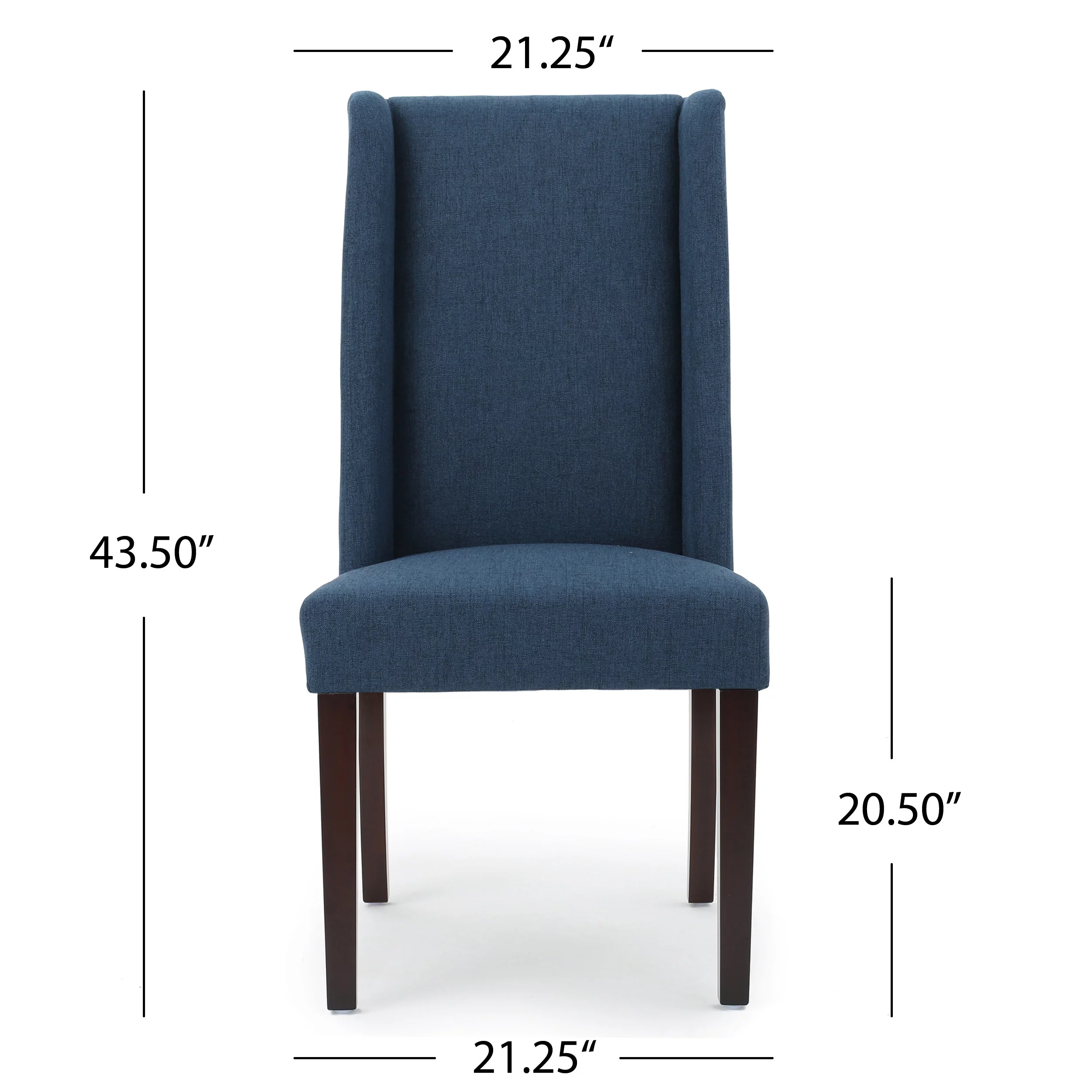 GDF Studio Cline Contemporary Fabric Wingback Dining Chair, Set of 2, Navy Blue