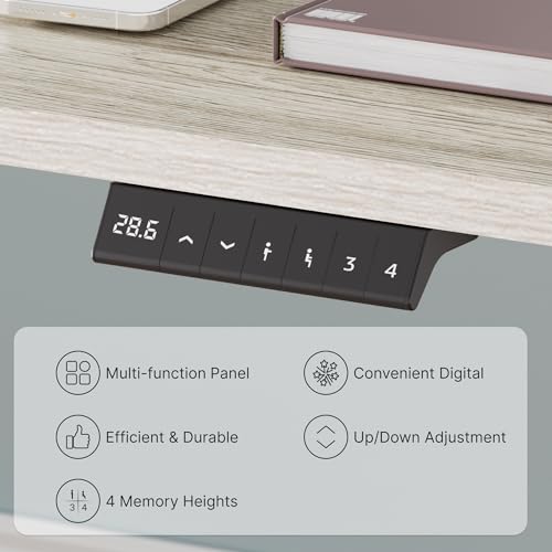 FLEXISPOT EN2 Whole-Piece Standing Desk with Clamp Power Strip, 55 x 28” Electric Stand Up Height Adjustable Desk with Cable Management (Black Frame + 55