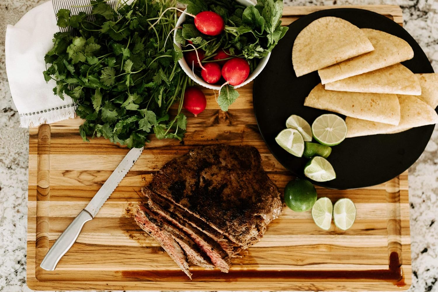 Terra Teak Large Wooden Cutting Board with Juice Groove, 24 x 18 x 1.5 Inch, Brazilian Teak Wood