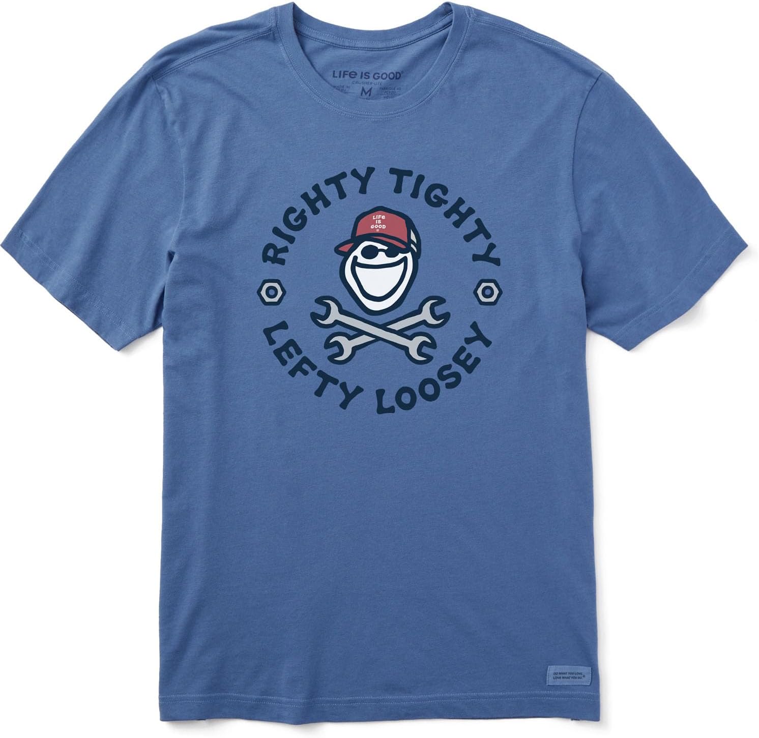 Life is Good - Mens Righty Tighty Lefty Loosey T-Shirt, Color Vintage Blue, Size: Medium