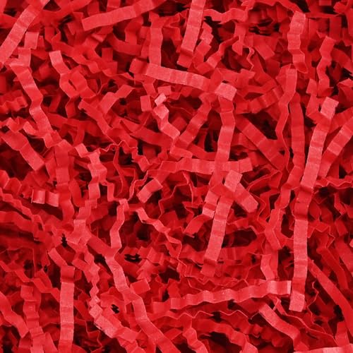 Raissily 10.5oz/300g Crinkle Cut Paper Shred Filler, Packing Grass Cushion for Christmas Wedding Birthday Anniversaries Easter Engagement Gift Confetti Box Bag Basket Filling Decoration - Red & Green