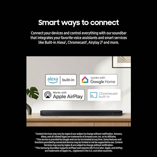 SAMSUNG Q990D 11.1.4ch Soundbar w/Wireless Dolby Atmos Audio, Rear Speaker Included, Q-Symphony, SpaceFit Sound Pro, Adaptive Sound, Game Mode Pro with Alexa Built-in, HW-Q990D/ZA