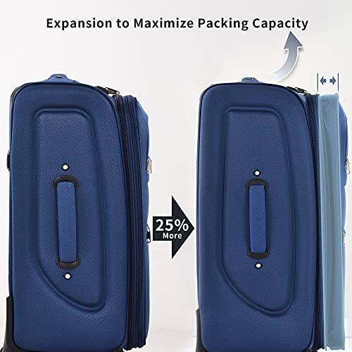 Merax Suitcase Set Softside 3-Piece Expandable Luggage with TSA Lock Spinner Wheels Lightweight Upright Luggage with Travel Bag(22/26/30 IN, Deep Blue)
