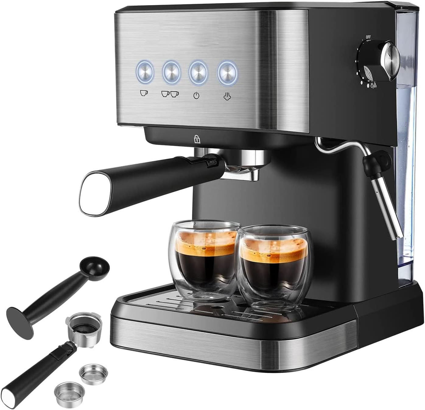 Coffee Espresso Machine, 20 Bar Semi-Automatic Espresso Machine with Milk Frother Steam Wand, Coffee Maker for Cappuccino, Latte, Espresso Machines for Home, 50oz Removable Water Tank