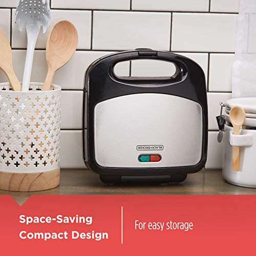 BLACK+DECKER 3-in-1 Waffle Iron, WM2000SD, Grill and Sandwich Press, Non-Stick Removable Plates, Space Saving Compact Design