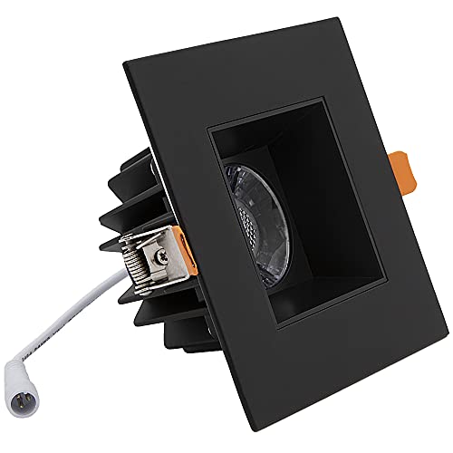 Maxxima 4 in. Ultra-Thin Recessed Anti-Glare LED Downlight Canless IC Rated 1200 Lumens 5 Color Temperature Selectable 2700K/3000K/3500K/4000K/5000K, Dimmable Square White Trim, 90 CRI, J-Box Included