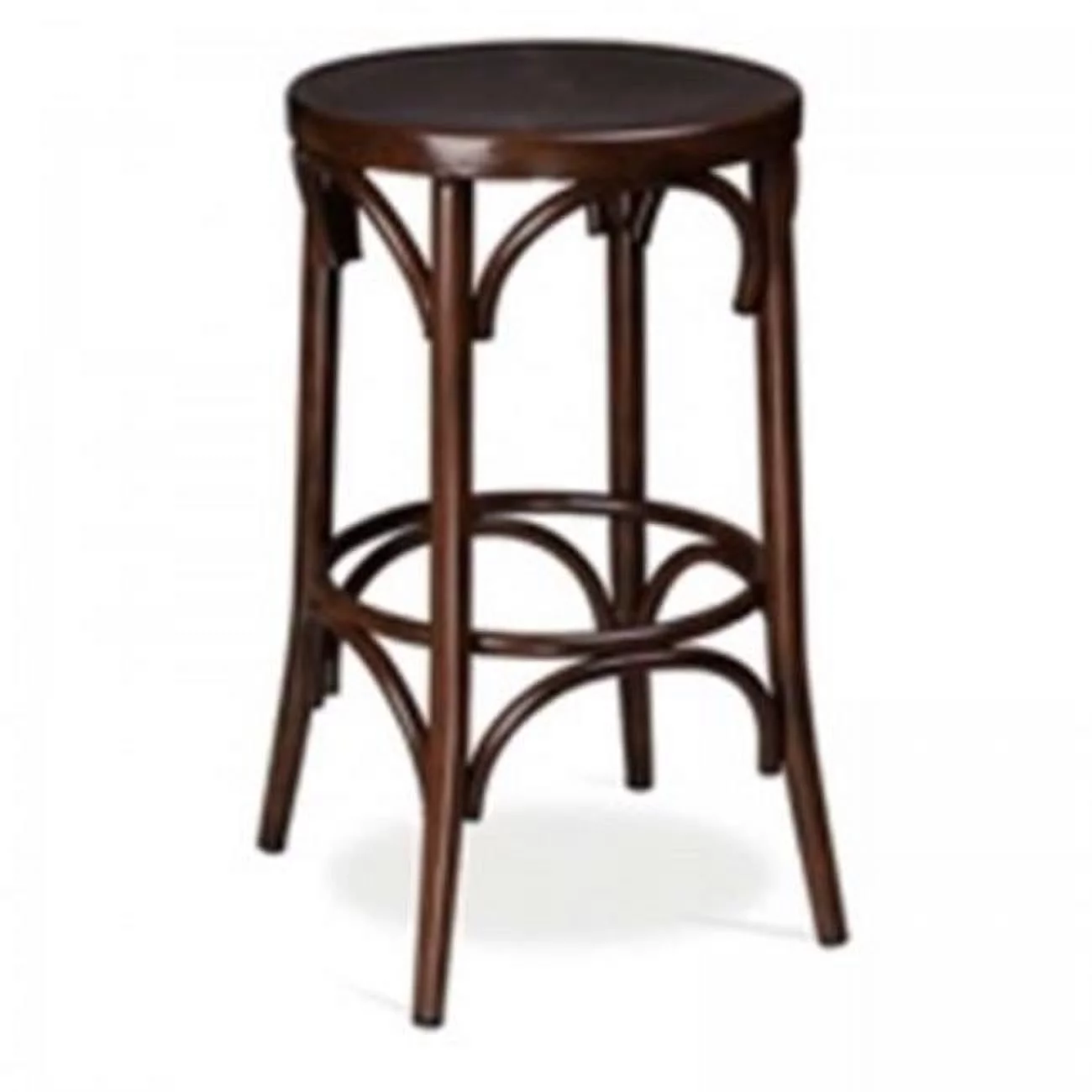 Quality  Backless Bentwood Look Aluminum Stool - Brown wood look finish - 24 in. High