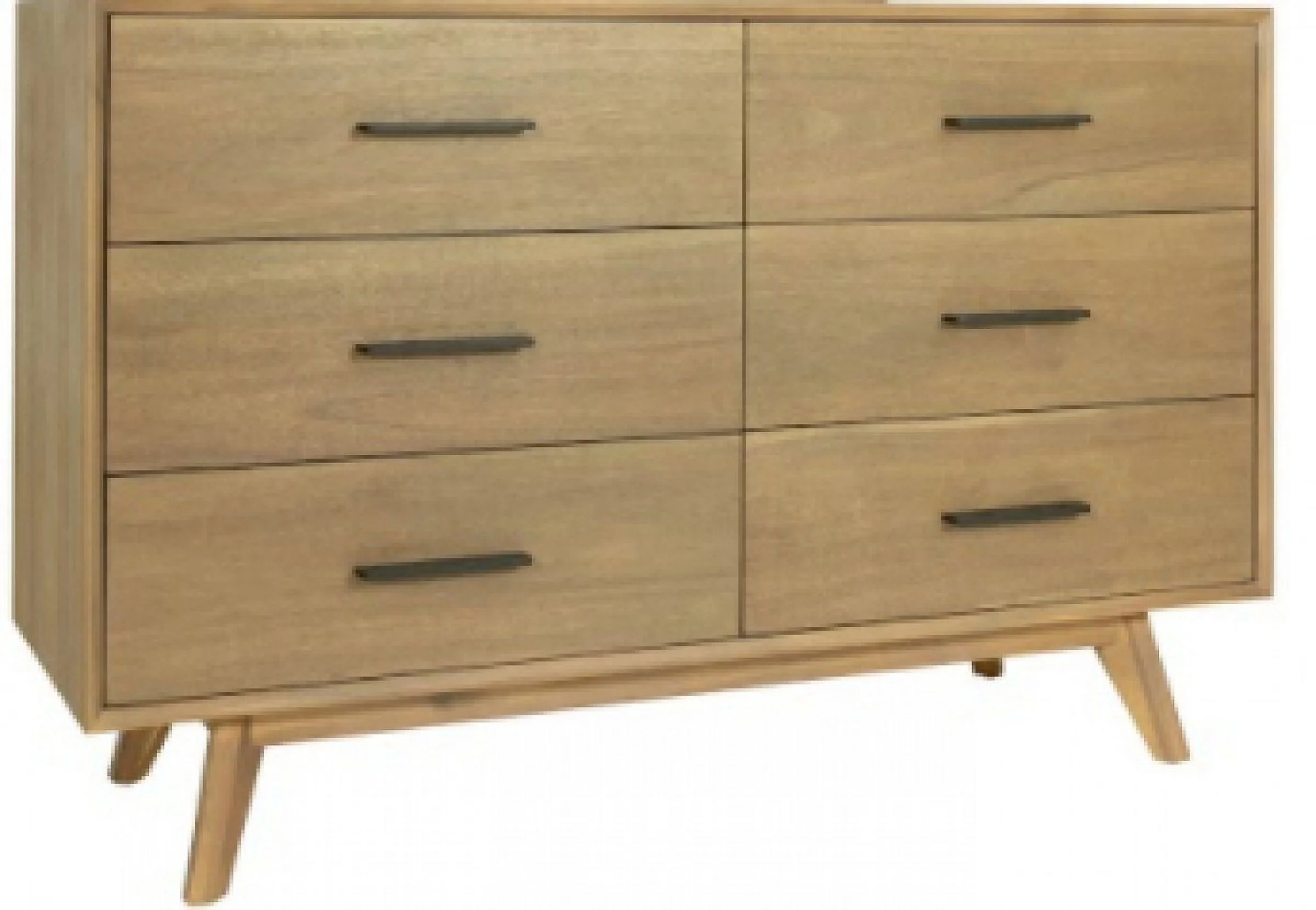 HomeRoots 473109 53 in. Walnut Solid Wood Six Drawer Double Dresser