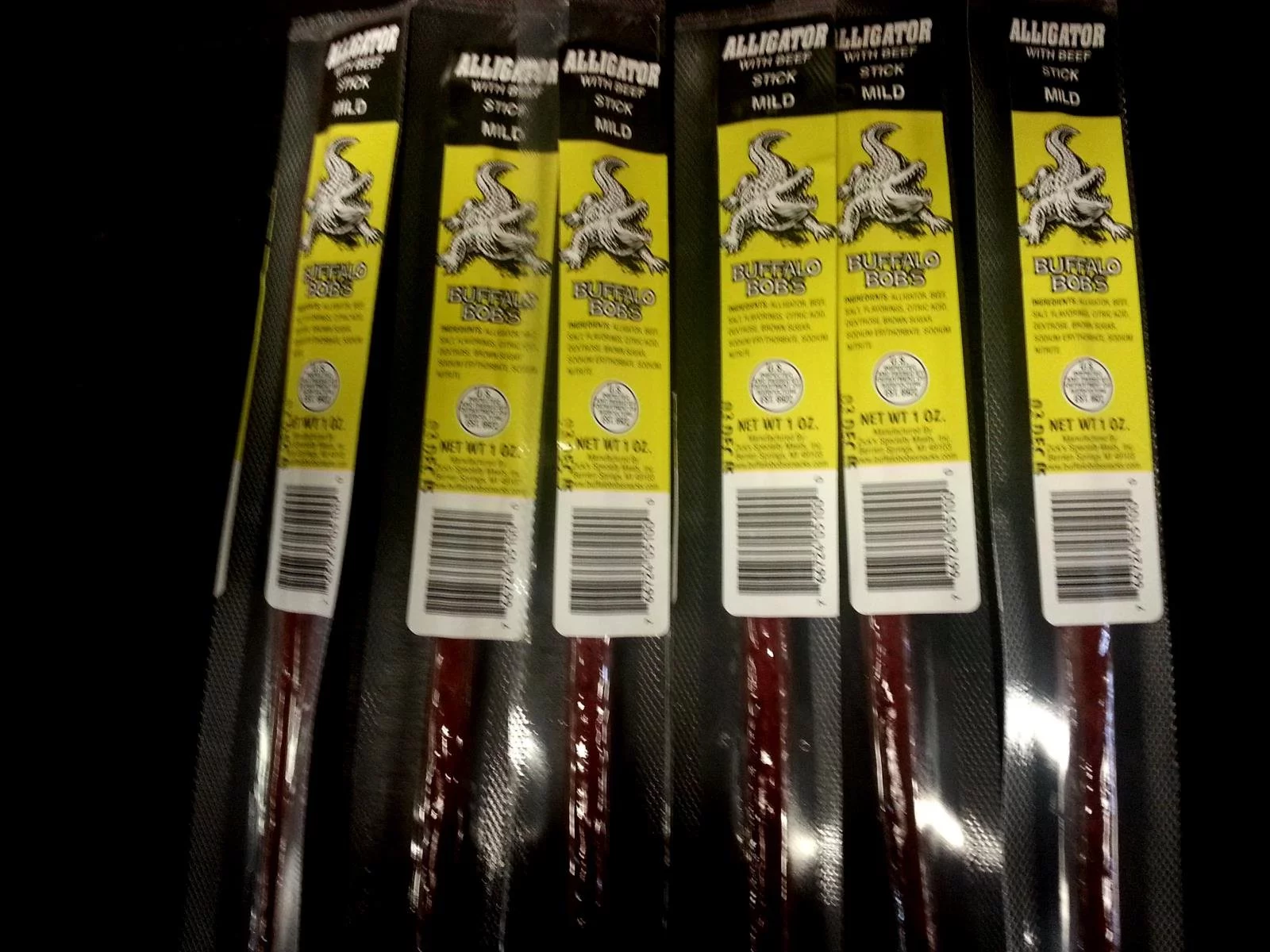 Exotic Delights: Buffalo Bob's Alligator Meat Sticks - Mild Flavor (6 Pack)