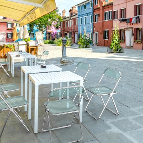 VINGLI Acrylic Folding Chairs 2 Pack, Clear Chair Foldable and Stackable, Plastic Panel & Metal Chrome Frame, Weight Capacity 350 lbs, Transparent